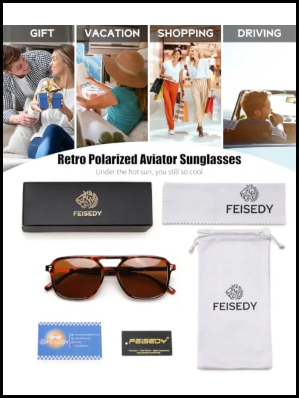 Retro Polarized Aviator Sunglasses UV400 Protection Square Sunnies